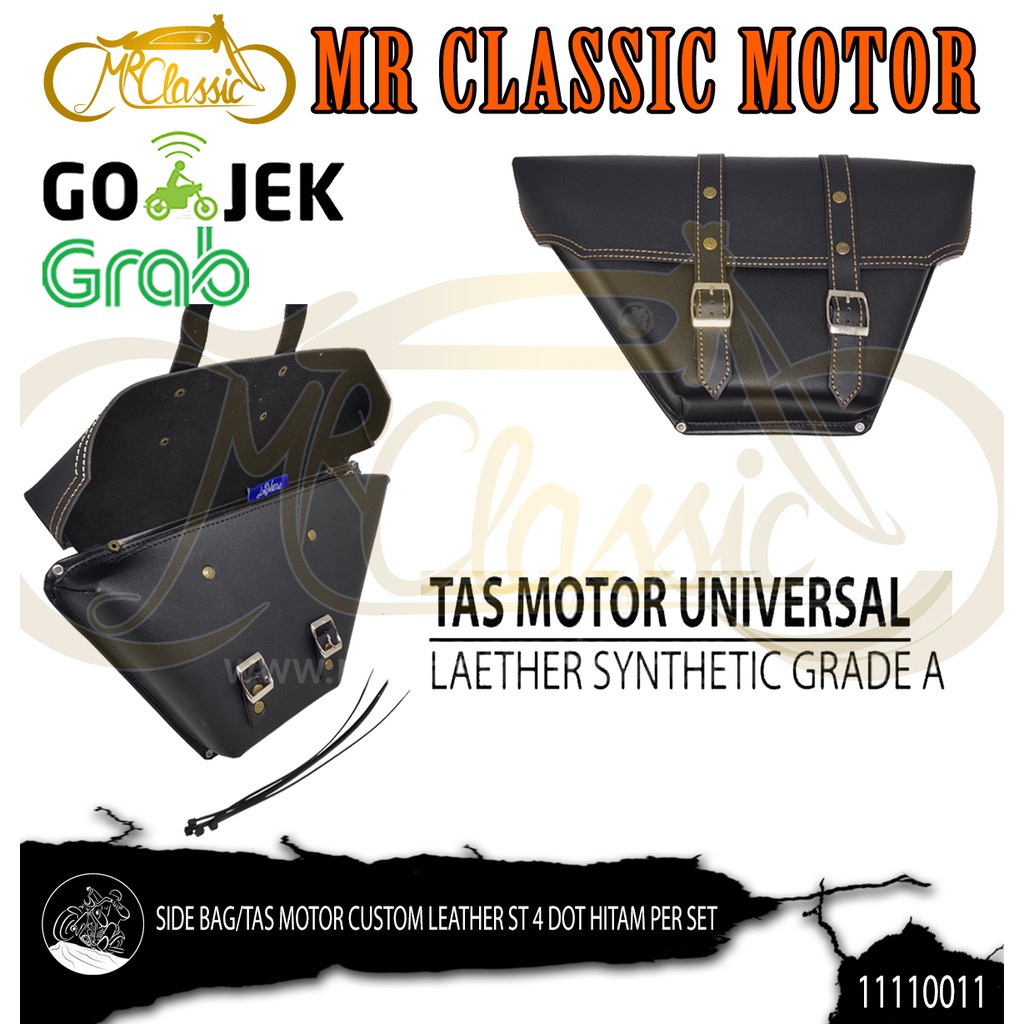 Tas Motor/Side Bag Segitiga Universal Custom Variasi Hitam Set