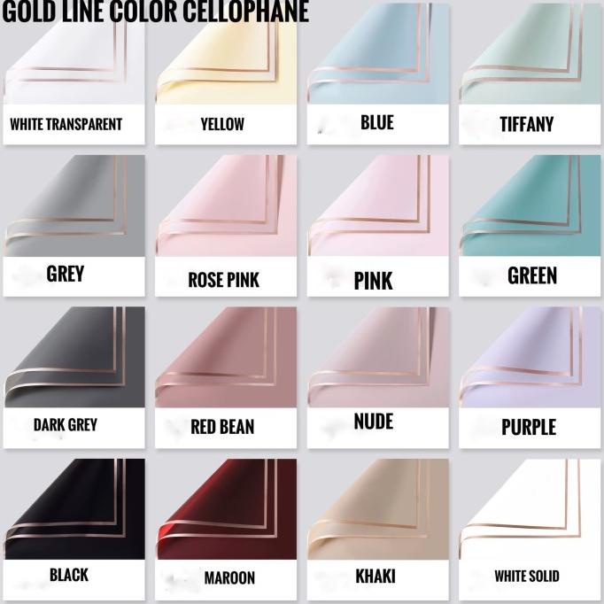 

[BISA COD] Gold line color cellophane 10 lembar/kertas bunga/wrapping paper