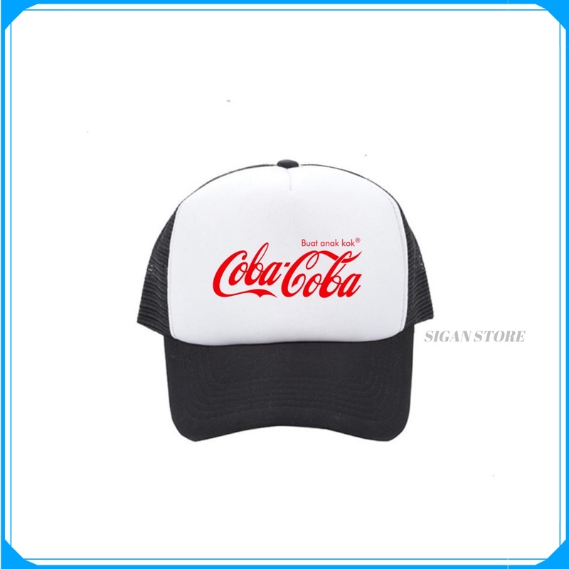 Topi Trucker Coba Coba - HITAM PUTIH