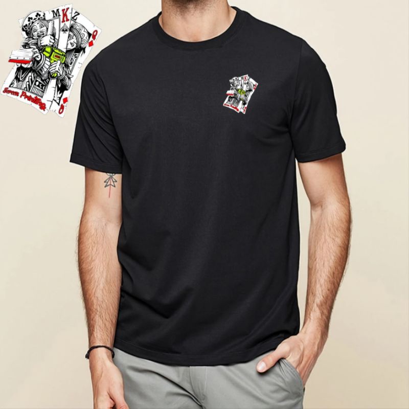 Kaos Pria Kartu Lengan Pendek Baju Distro Oblong Atasan Dewasa Cod