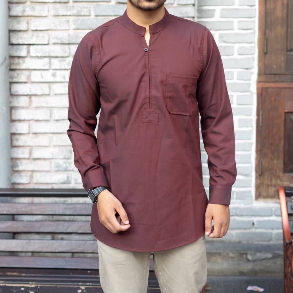 Koko Kurta Mandarin Lengan Panjang /Kemeja Koko Pria Dewasa Kurta Mandarin Original