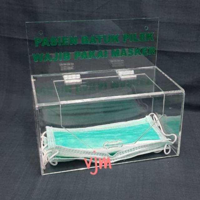 Akrilik tempat masker medis ,  acrylic tempat masker batuk pilek