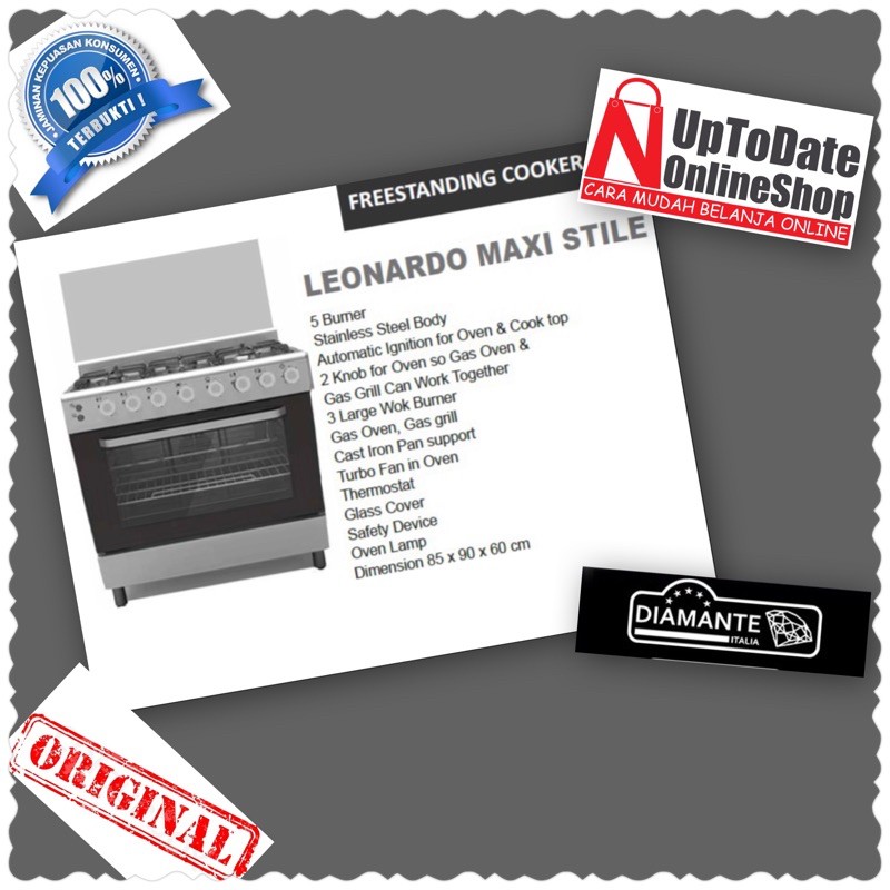 KOMPOR FREESTANDING DIAMANTE LEONARDO MAXI STILE