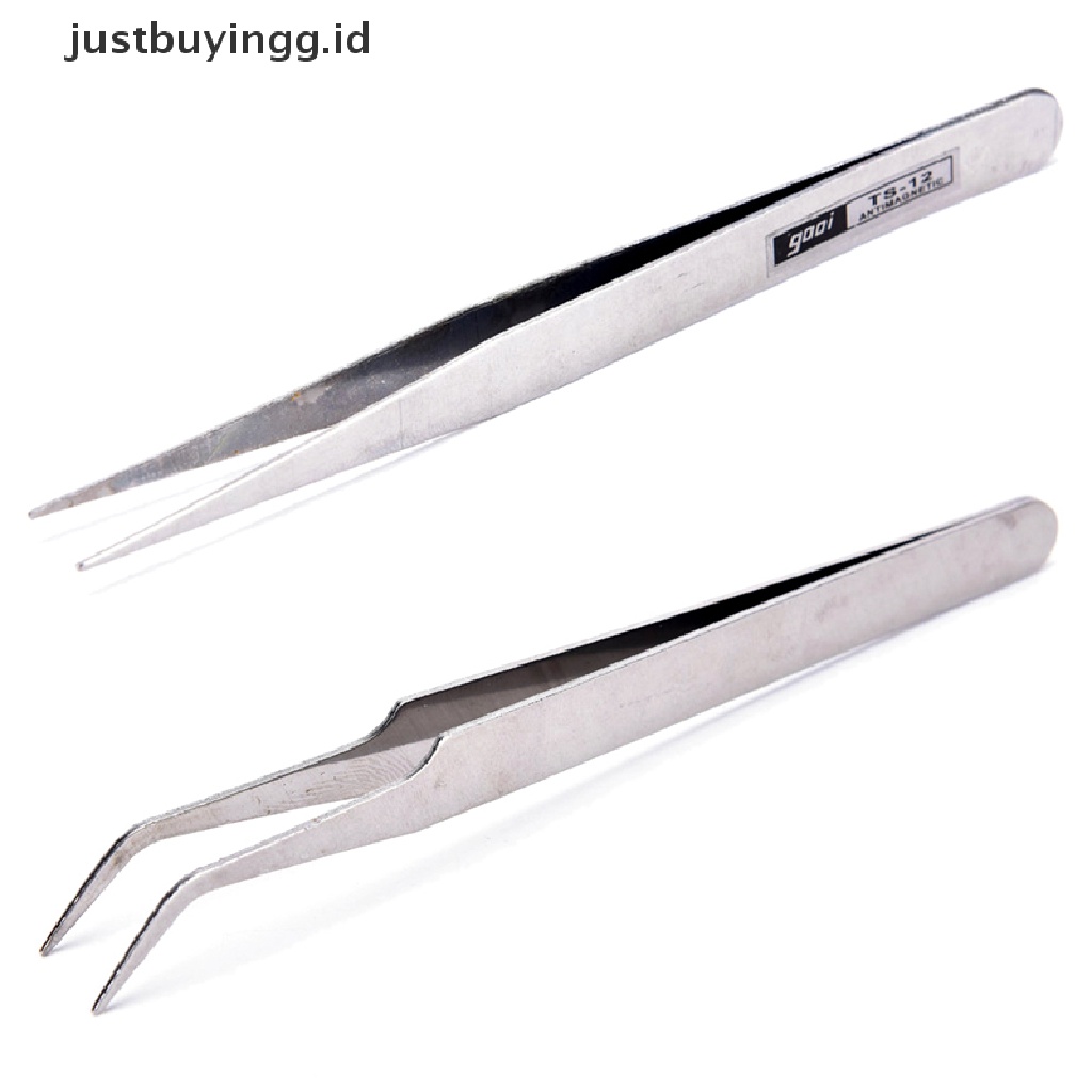 2pcs Pinset Pick Bulu Mata Bahan Stainless Steel Untuk Nail Art