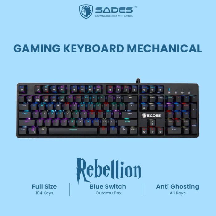 Headphone Sades Keyboard Gaming Mechanical Rebellion / Outemu Removable Switch