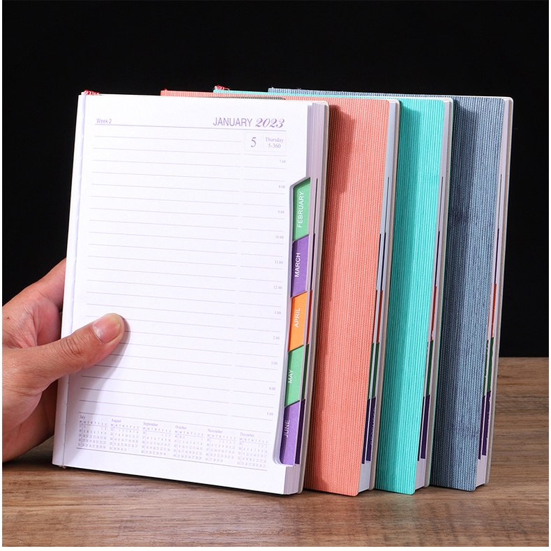 2023 A5 Buku Notebookagenda Harianmingguanbulanan Cover Kulit PU Multi Warna 310 Halaman