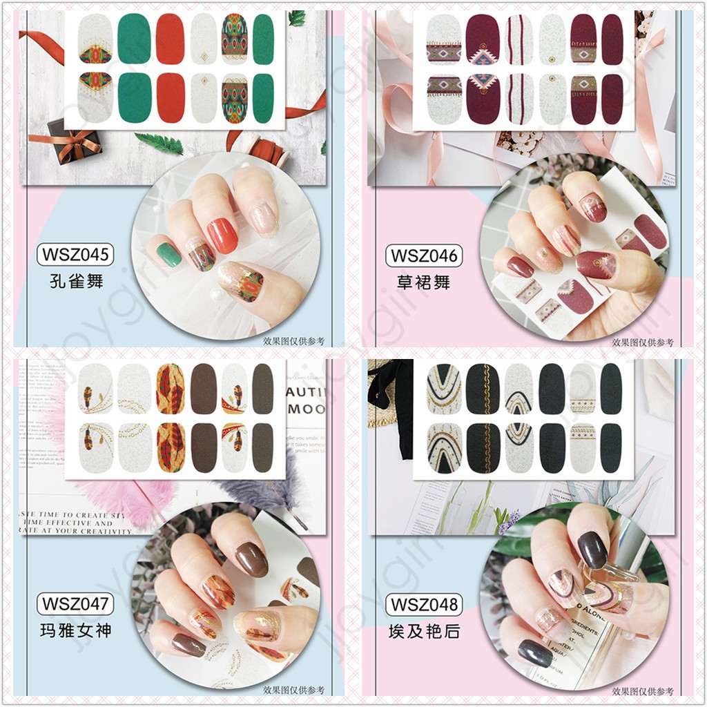 WSZ Nail sticker motif / sticker kuku / stiker kuku / nail stiker glitter / stripes design