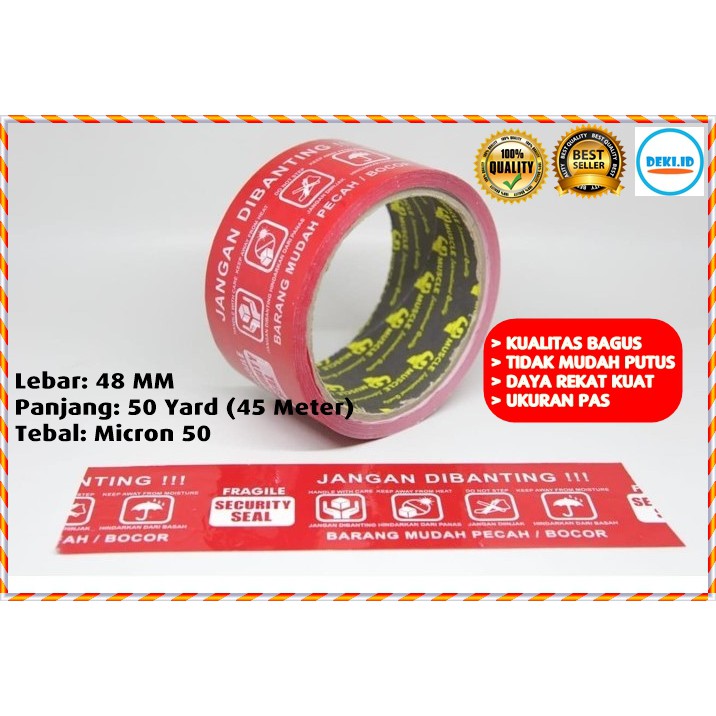 

Lakban Fragile Merah JANGAN DI BANTING 48 MM X 50 Yard x 50 Micron Murah Pecah Belah