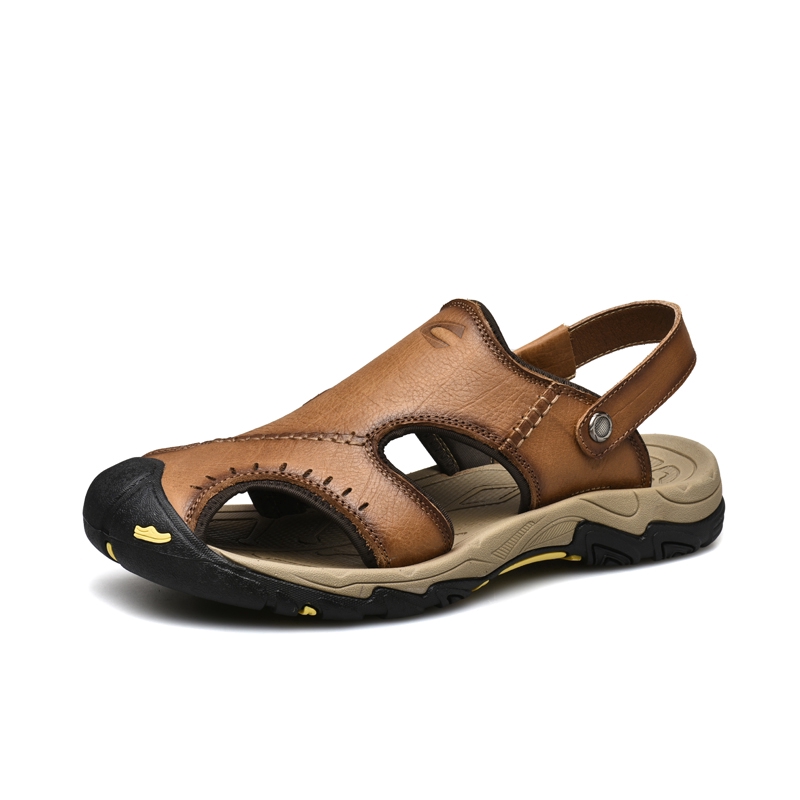 Camel Active 19.312 Brown Sandal Jerman Pria Mode Round Top Kulit Musim Panas Sandal
