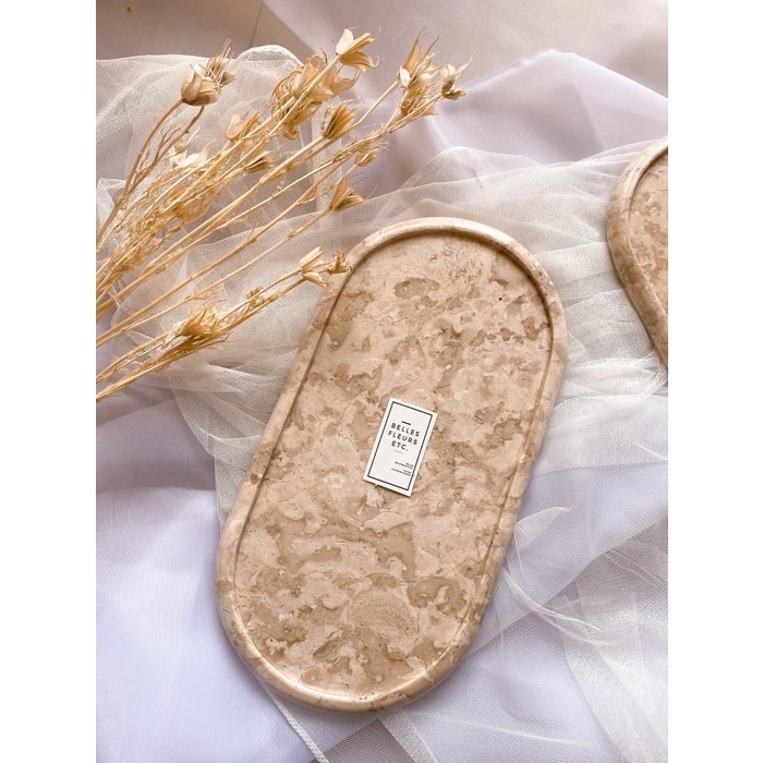 Tray | "Daen" Oval Marble Tray/ Tray Marmer Pinggiran Lonjong