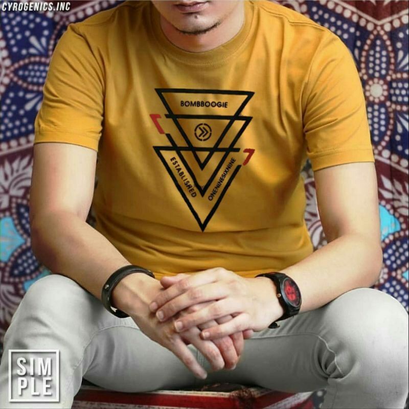 kaos boombogie original/kaos distro-Kuning segitiga