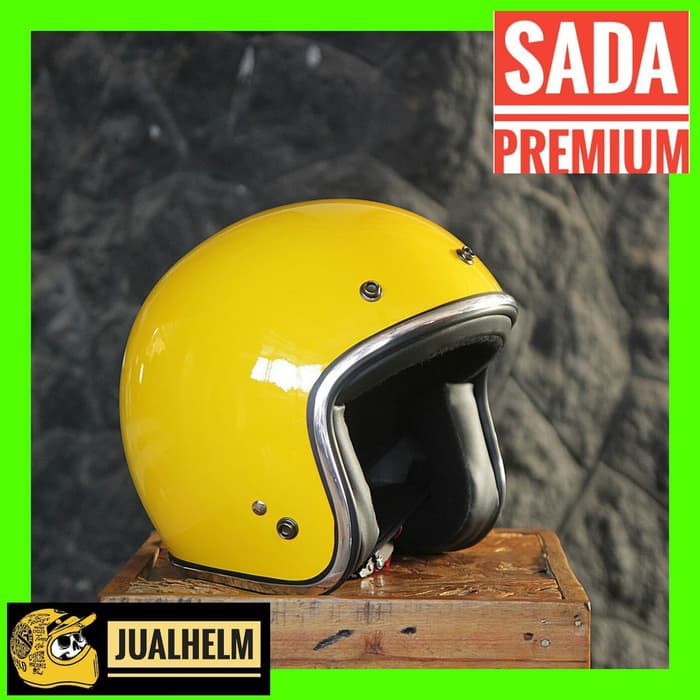 Helm Retro SADA Jitsu Yellow  ( Helm Classic / Helm Klasik / Helm Vespa / Helm Bogo )