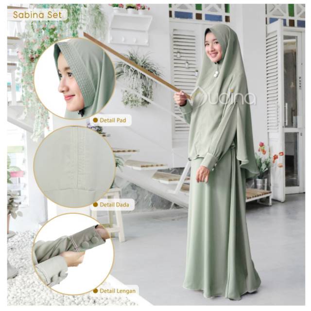 Sabina Set by Audina / Gamis Set Wollycrepe Caltry / Gamis Pinkrose / Aksen Jahit Timbul Eksklusif