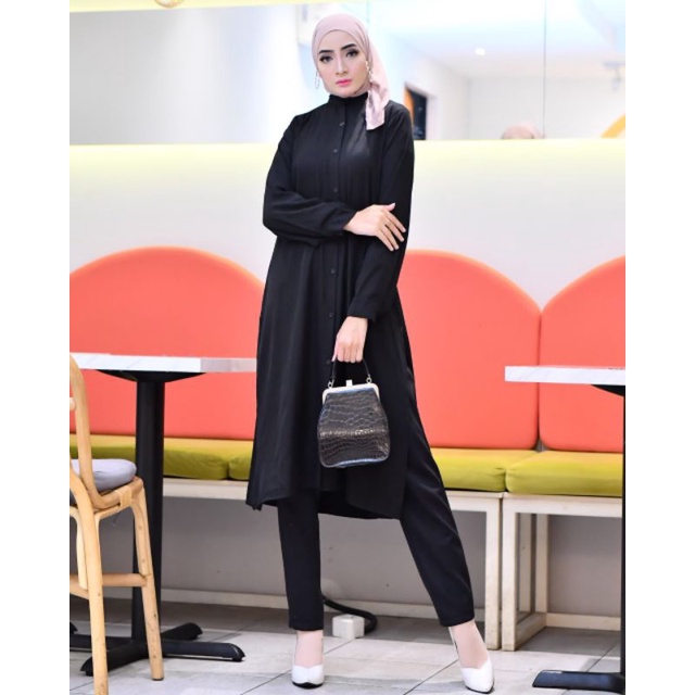 LONG TUNIK POLOS WANITA TUNIK BUSUI SHAKILA PREMIUM M,L,XL