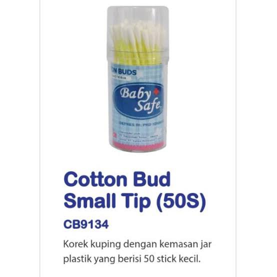 BABY SAFE - COTTON BUDS SMALL TIP ISI 50/100's (CB 9132 &amp; CB9134) /  KEMASAN BOTOL