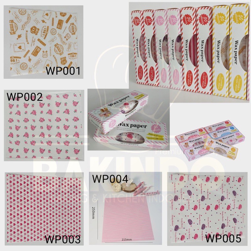 Kingsbakeware Food Wrapping / Wax Paper / Kertas Burger Nasi / Baking Paper Motif / Kertas Roti