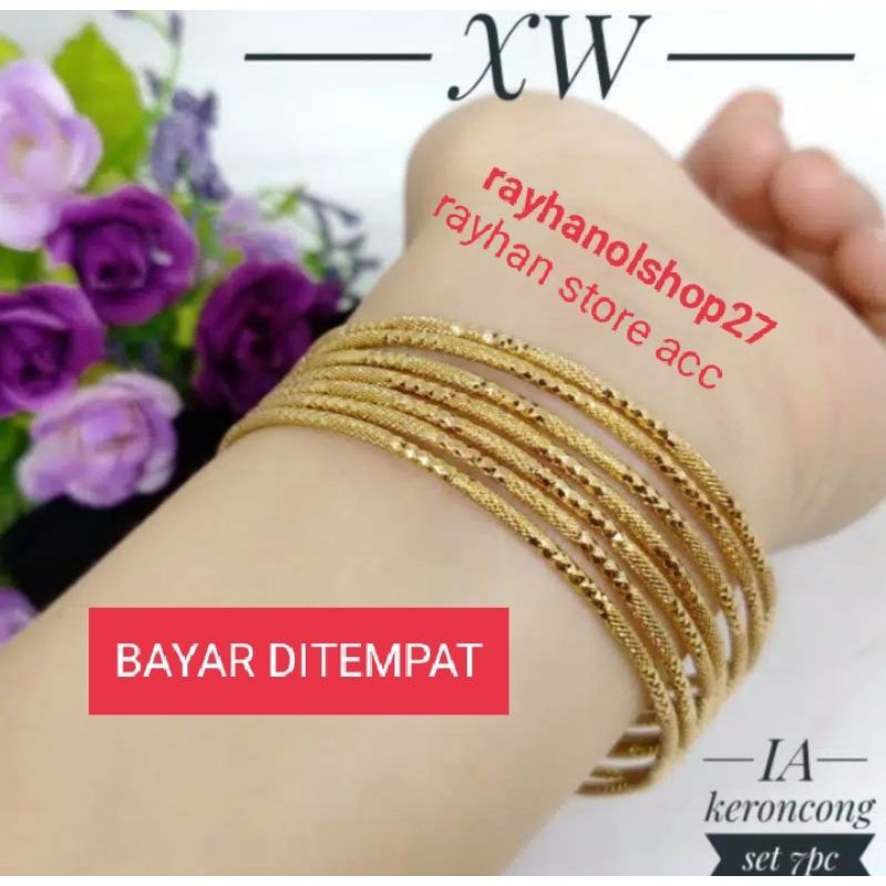 GELANG KERONCONG REPLIKA 7pcs LAPIS EMAS 24 K TERLARIS