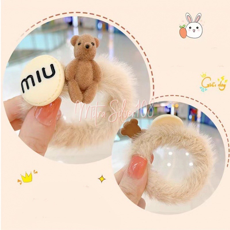 [MS108] KCR 13 - IKat Rambut Motif Coklat Bulu Halus Fashion Lucu Wanita Korea Anak Perempuan Gelang