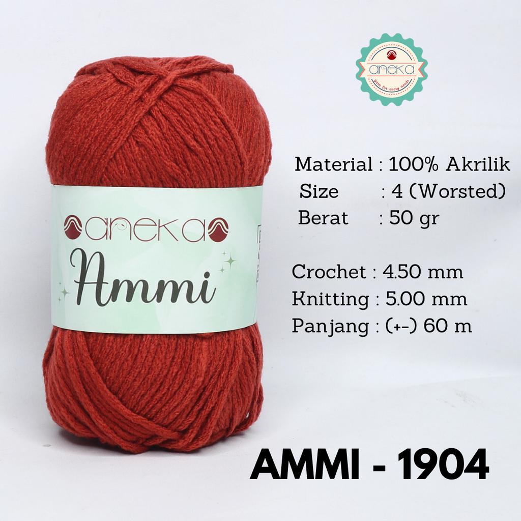 Benang Rajut Ammi / 100% Acrylic / 6 Ply Akrilik - 1904 (Merah Ati)