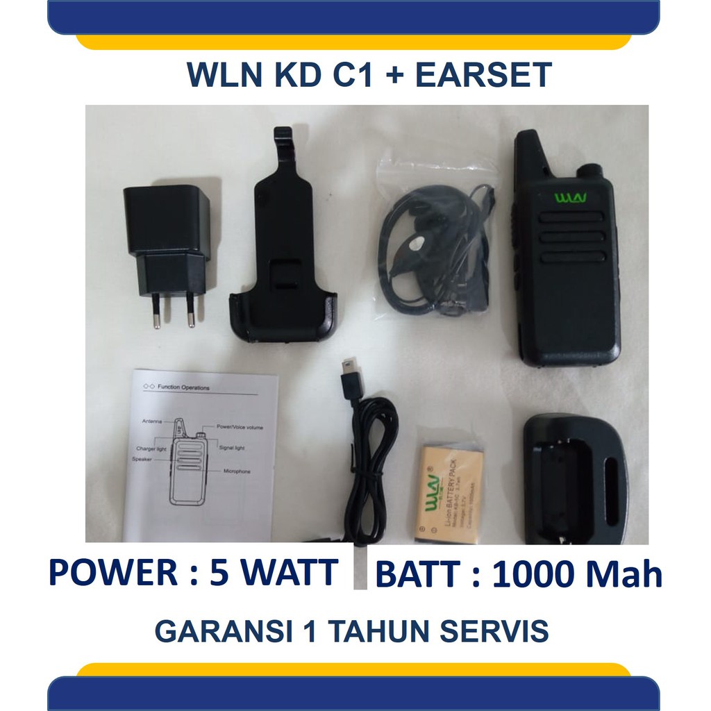 Jual Wln Kd C Ht Wlan Kd C Hitam Earset Headset Radio Uhf