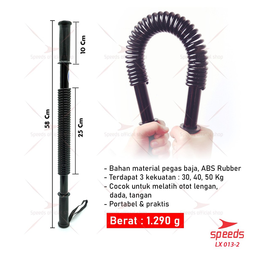 SPEEDS Power Twister 30 Kg Bar Exerciser Power Bender Workout Alat Fitness Olahraga Rumah 013-8-40KG HITAM POLOS