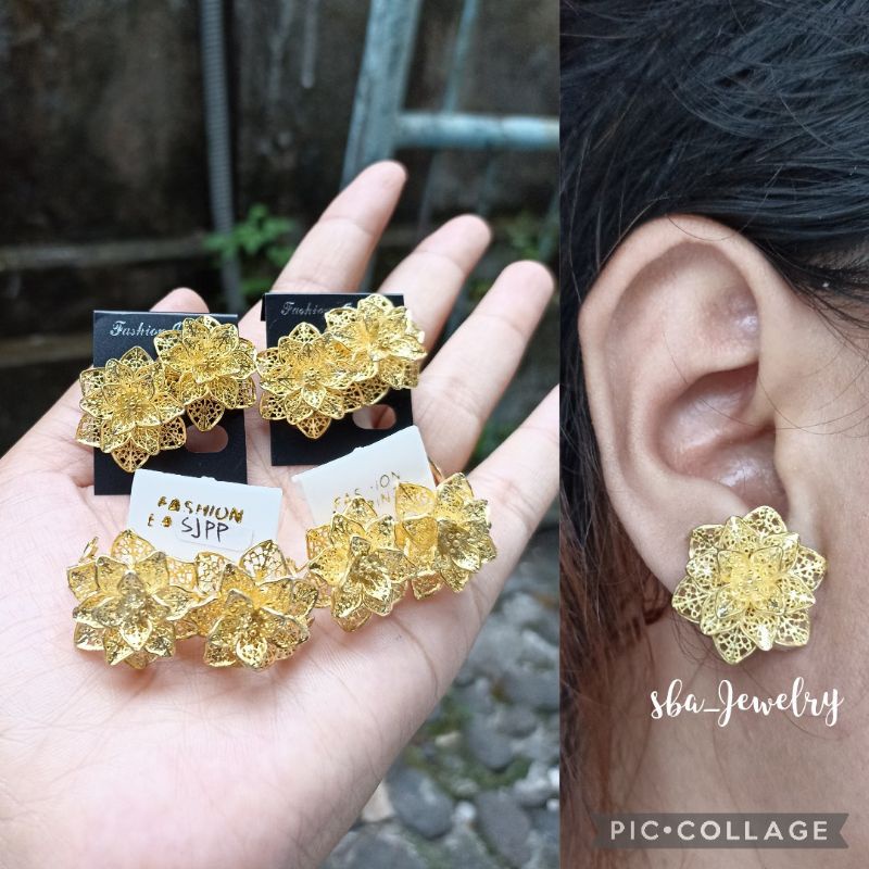 giwang kenari alpaka bali lapis emas