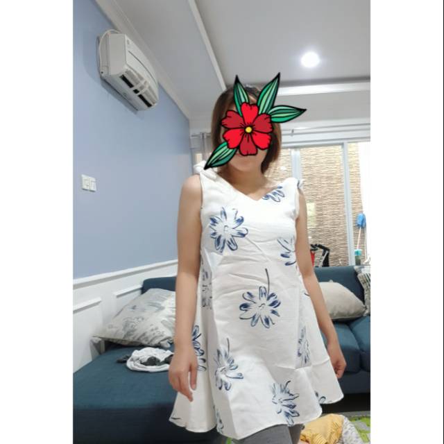 RR SALE Fashion Bangkok Baju Bangkok Fashion Wanita Pakaian Wanita Dress Import DRESS FLOWER WHITE