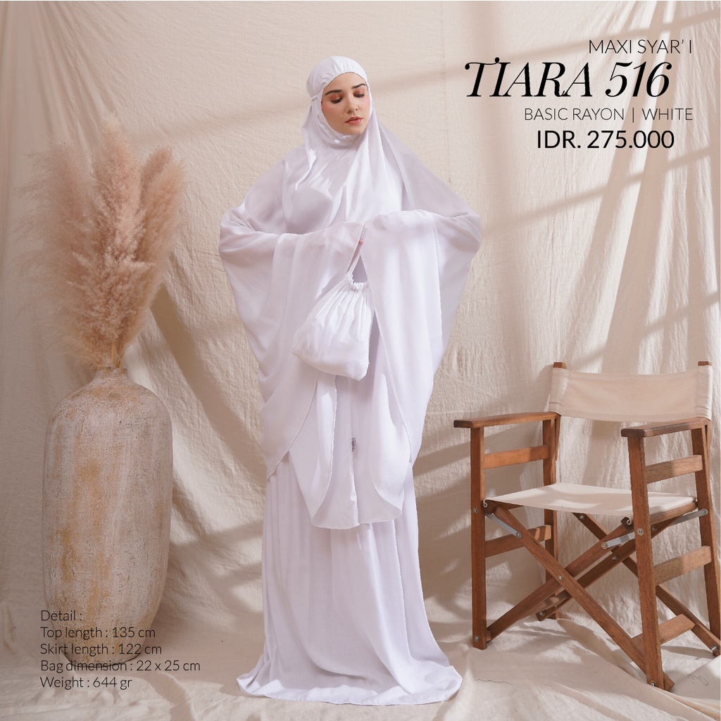 Mukena Jumbo Tatuis Tiara 516 Rayon Polos Putih White Hitam Black