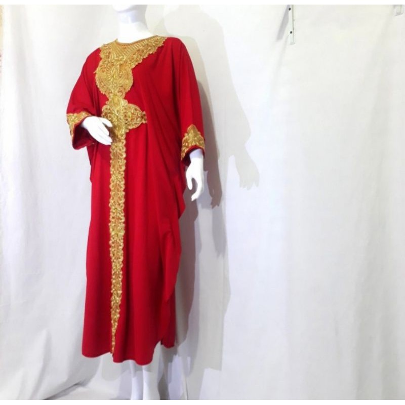 Gamis kaftan jersy+bordir kaftan bordir kaftan jumbo kaftan wanita