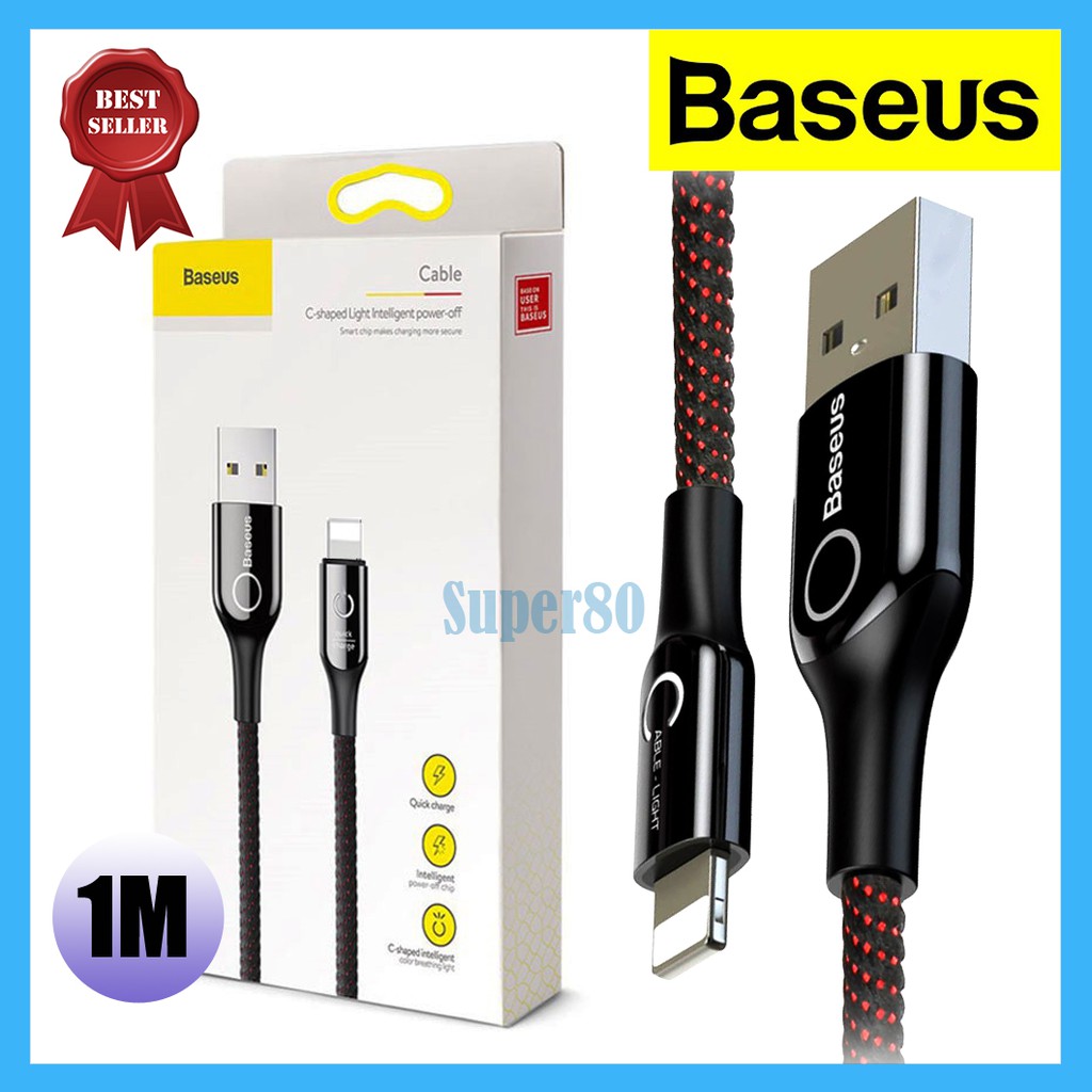 Baseus Auto Power Off iPhone Lightning Cable Kabel Data Automatic Disconnect Cable LED Light