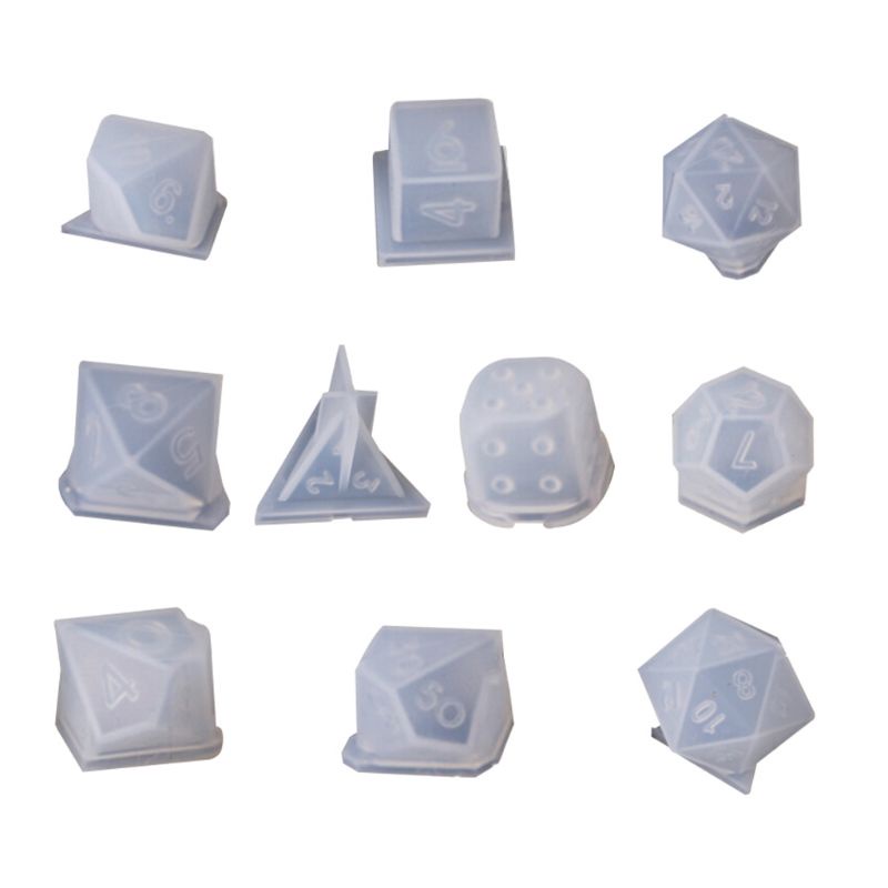 SIY  10 Pcs/Set New Transparent Silicone Mold Decorative Crafts UV Resin DIY Dice Mould Epoxy Molds Jewelry Making Moulds Sets