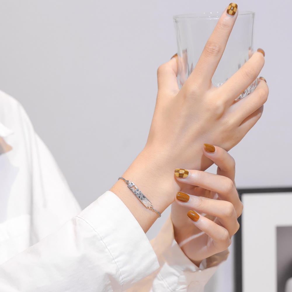 COD gelang wanita korea tatinaium anti karat aksesoris fashion gelang perhiasan perak D327