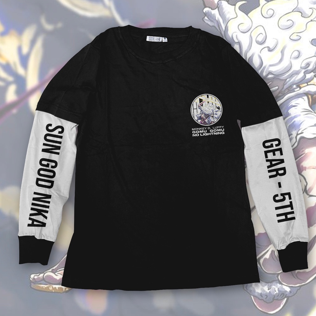 Longsleeve Double Layer Luffy Gear 5th Layer Black Anime Manga One Piece Premium Unisex