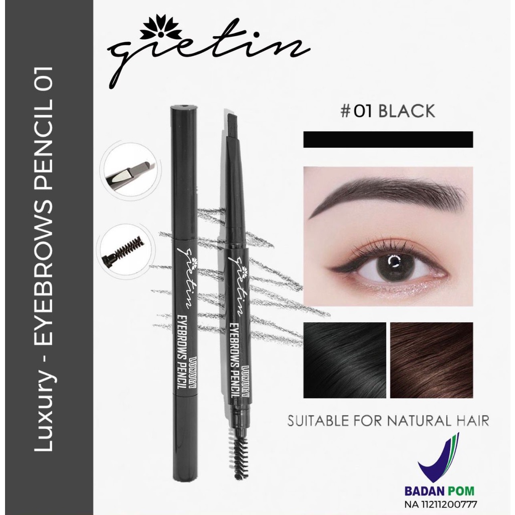 ASK Gietin LUXURY Eyebrow Pencil Pensil Alis Anti Air Dengan 2 Pilihan Warna pensil alis gietin BPOM GT04