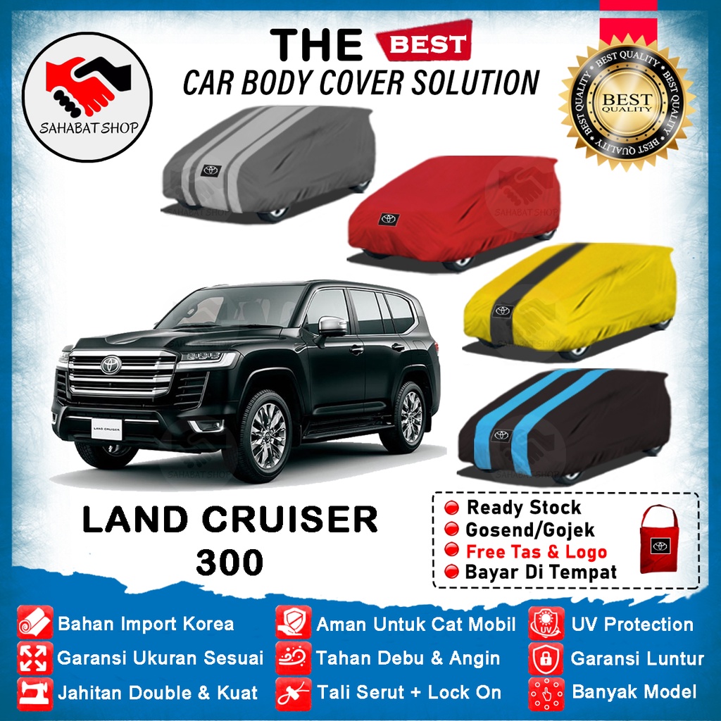 Sahabat Body Cover Mobil Land Cruiser / Sarung Penutup Toyota Land Cruiser 300 Outdoor 2021 2022 / Tutup Mantel Selimut Mantol Jas Pelindung Kerudung Kerodong Kelambu Terpal Mantol Mobil Anti  Air Waterproof Model Biru