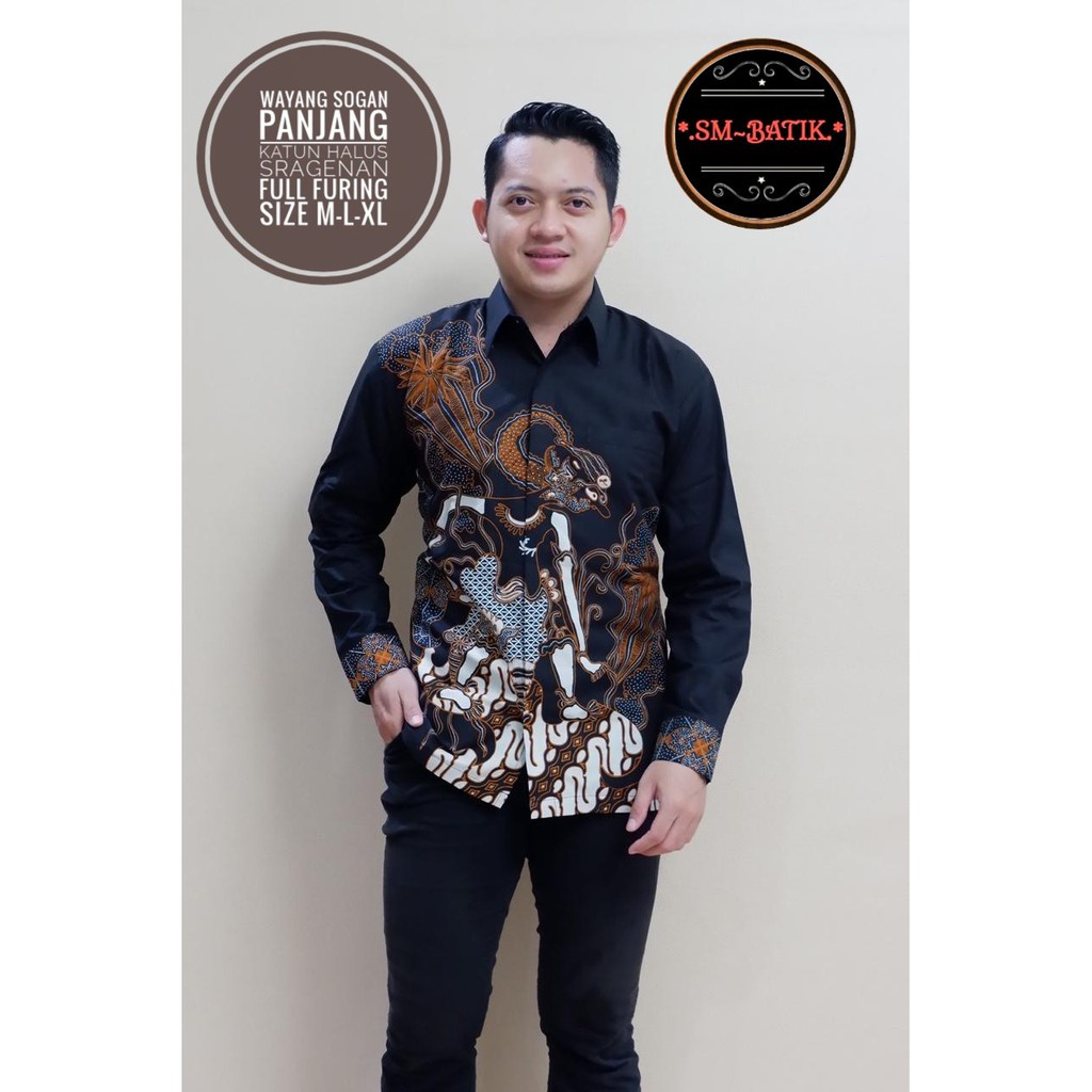 WAYANG SOGAN  Kemeja Batik Solo Pria Lapis Furing PREMIUM Lengan Panjang Pendek SOLO ASLI ARJUNAKU