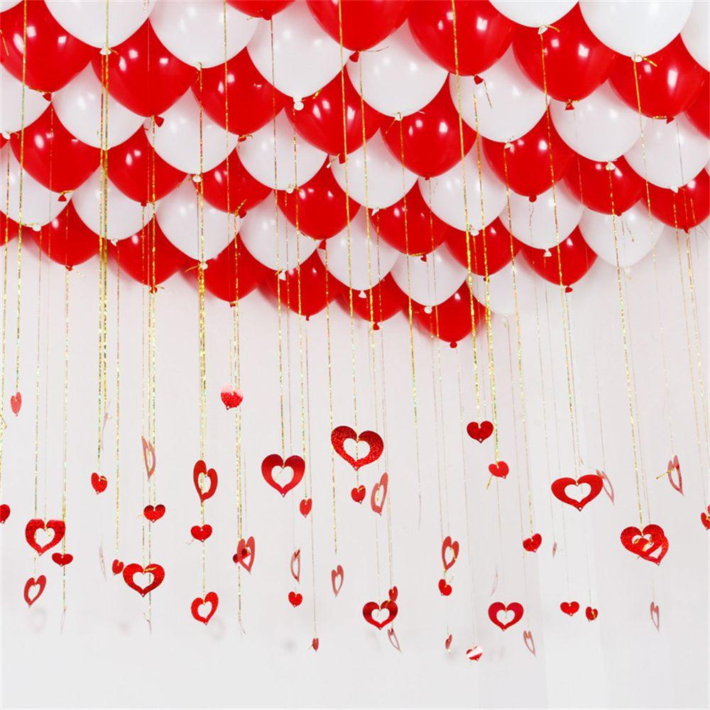Solighter 100 Pcs Laser Berpayet Balon Liontin DIY Bentuk Hati Kamar Layout Dekorasi Pernikahan Gantung Dekorasi