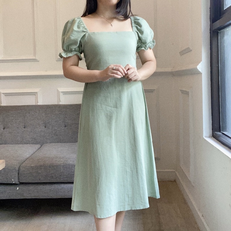 HARI RIBBON DRESS / DRESS RIBBON / DRESS LINEN / DRESS KATUN LINEN / DRESS LILAC / DRESS KONDANGAN