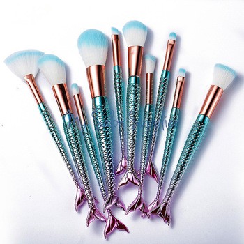 Kuas Make Up Brush Set Mermaid Ekor Ikan isi 10