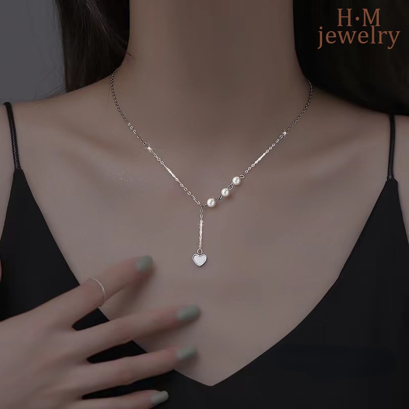 Kalung Mutiara Bentuk Hati Gaya Elegan Untuk Aksesoris