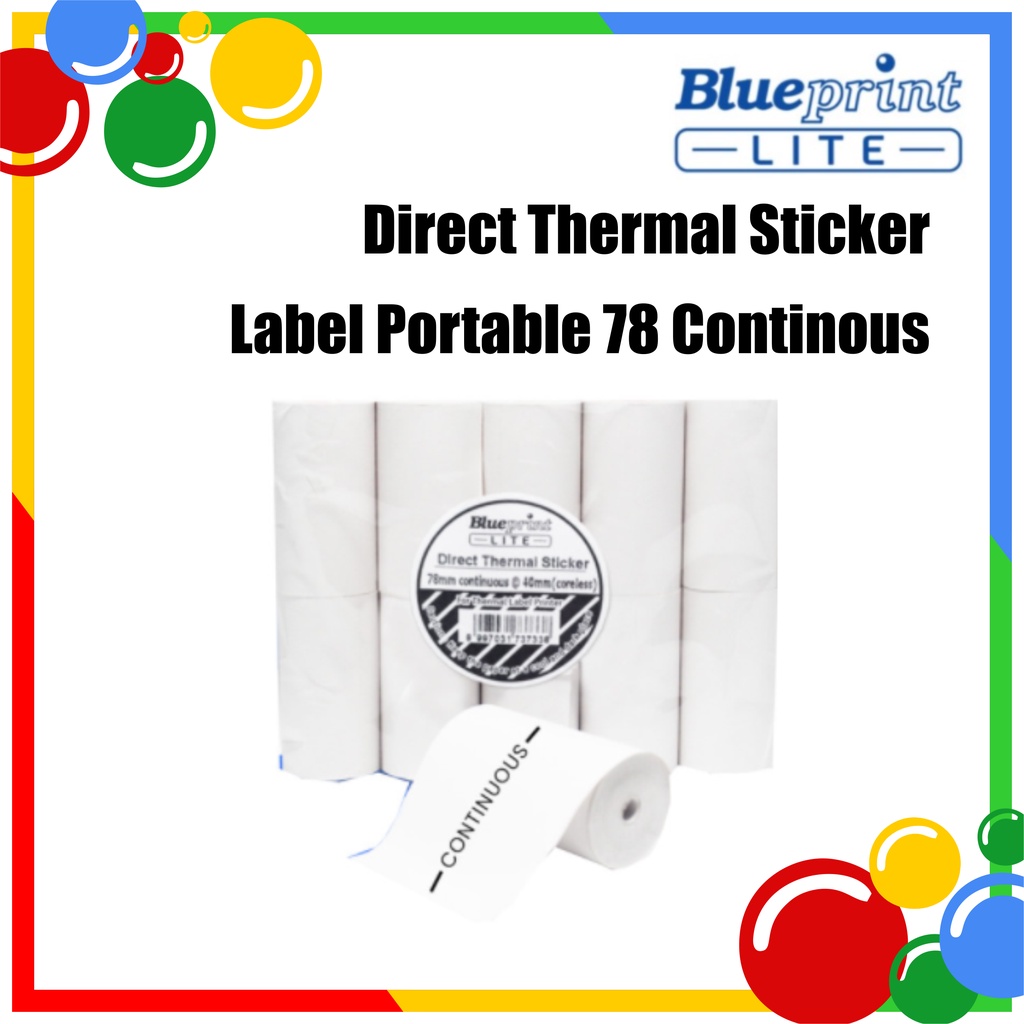 

Direct Thermal Sticker Portable Label Resi BLUEPRINT 78x120 mm - @40mm