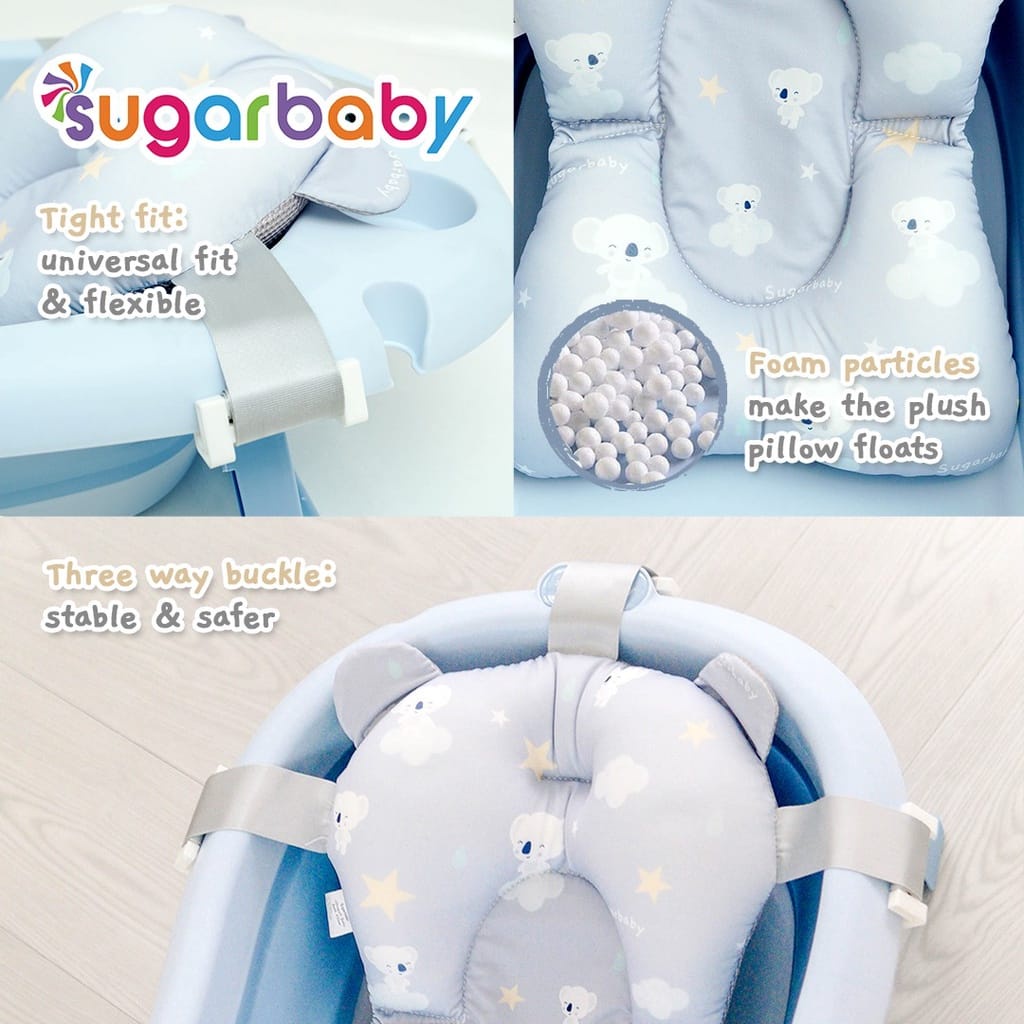 MOMS_ Sugar baby Ultrasoft Baby Bath Pillow &amp; Bath net/Bantal Mandi Bayi dan Jaring Alas Duduk Bak Mandi Bayi