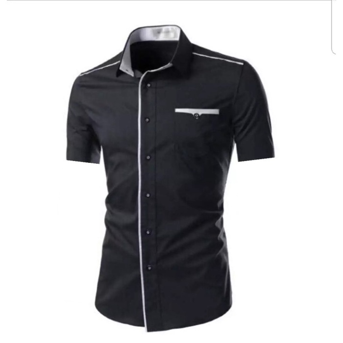 Hem Pria Garis Terkeren Keren Tenun Kasual Kekinian X8X0 Slimfit Salur Distro Lengan Panjang Putih S
