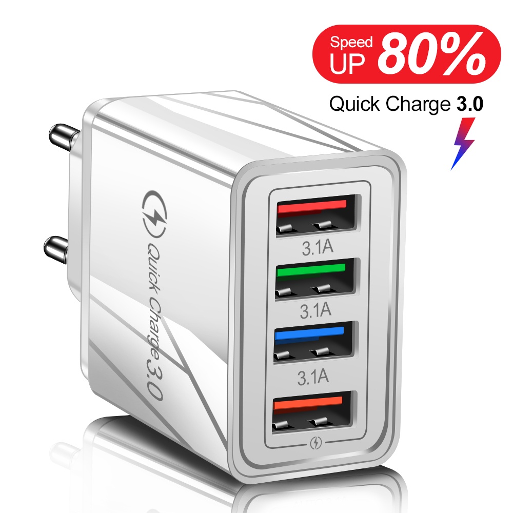 Adapter Charger Dinding USB 3.0 Tipe c Plug EU / US Quick Charge Portable Untuk Iphone / Android / Tablet