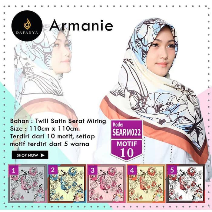 Jilbab Segiempat Dafanya Armanie Satin Motif 10 Hijab Scraf