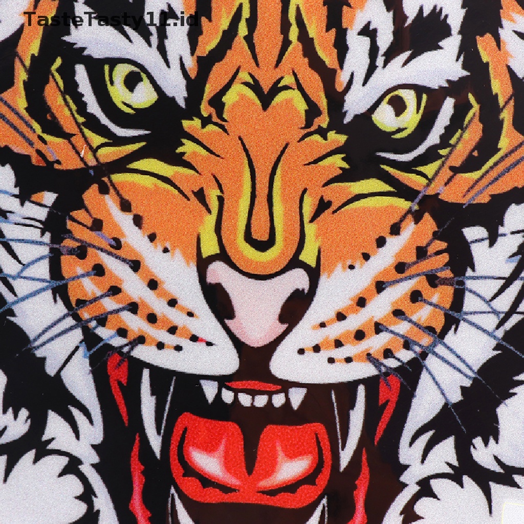 1 Lembar Stiker Vinyl Motif Tiga Kepala Harimau Untuk Mobil / Motor