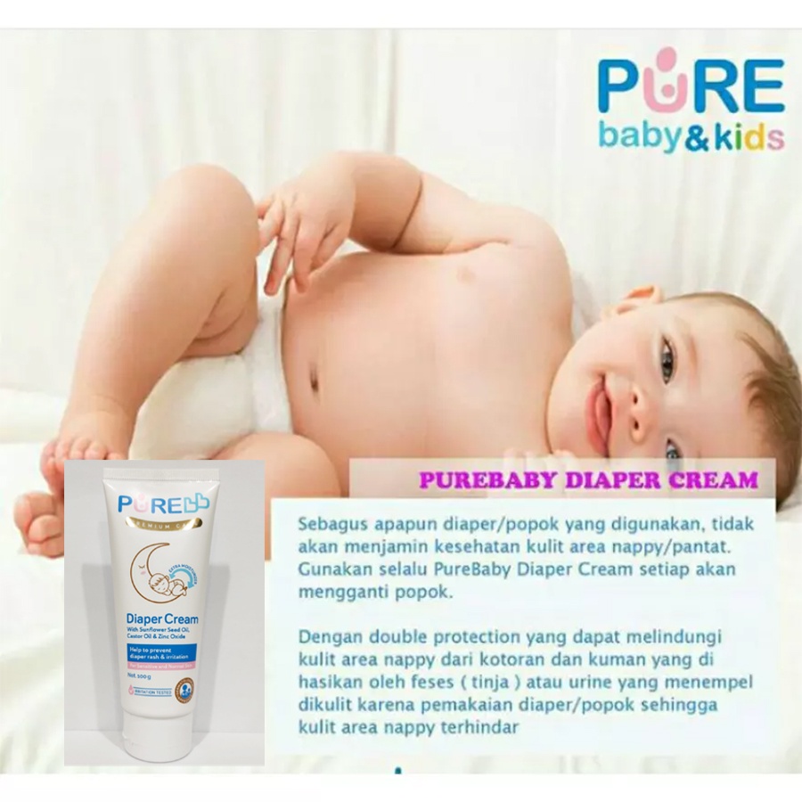 Pure Baby Diaper Cream 100ml for Sensitive Skin Cream Ruam Popok Anti Iritasi