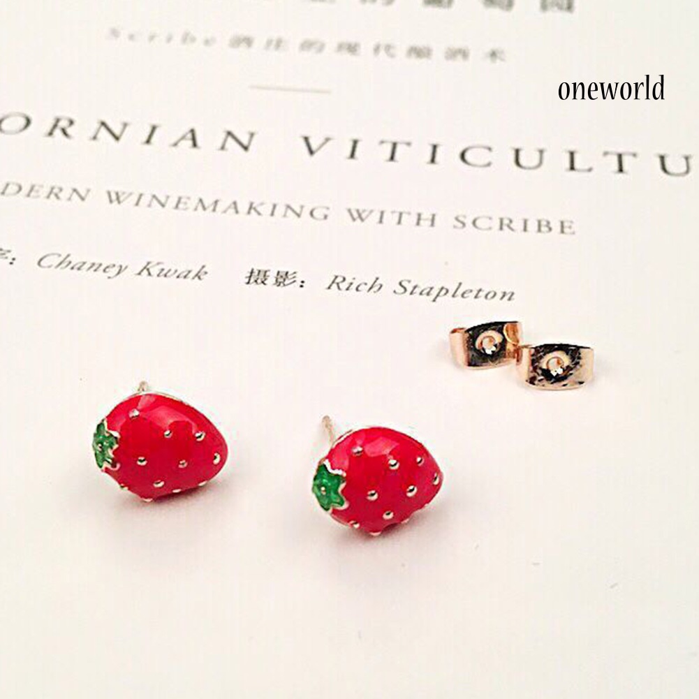 OW# Cute Women Fruit Strawberry Watermelon Ladybird Ear Stud Earrings Jewelry Gift