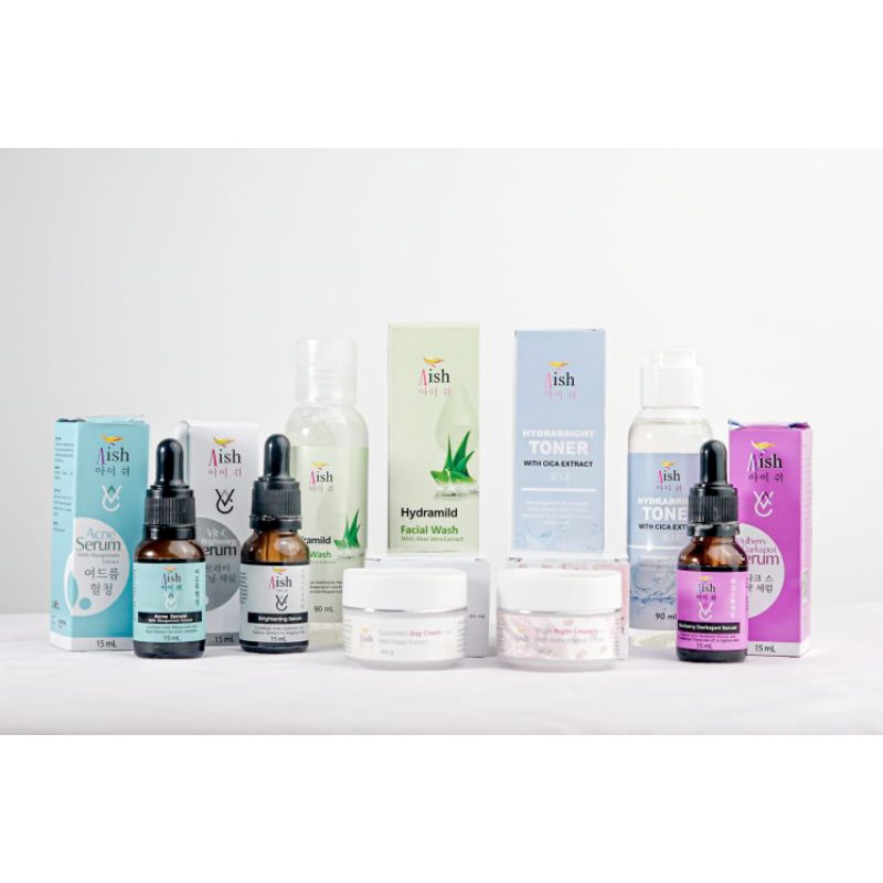 AISH PAKET SKINCARE LENGKAP SERUM FACIALWASH CREAM TONER AISH