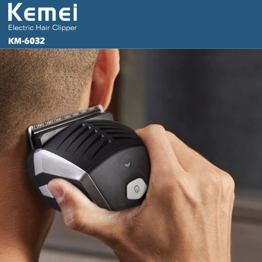 kemei KM 6032 Alat Cukur Rambut Pria Botak Hair Clipper 0 mm Mesin Cukuran Sendiri Kemei KM-6032